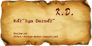 Kólya Dezső névjegykártya